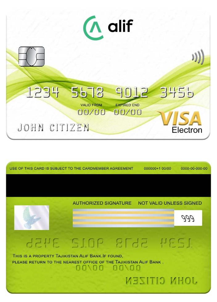 Tajikistan Alif Bank visa electron card
